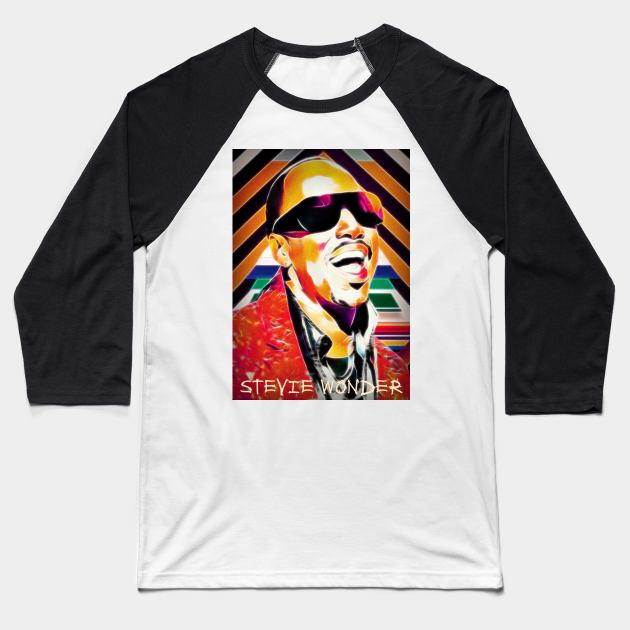 Stevie Wonder Baseball T-Shirt by Neon-Arts